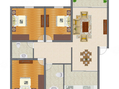 3室1厅 120.26平米户型图