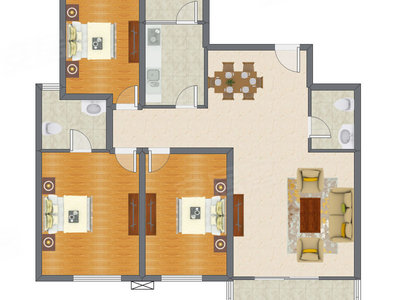 3室2厅 116.64平米