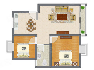 2室1厅 83.00平米户型图
