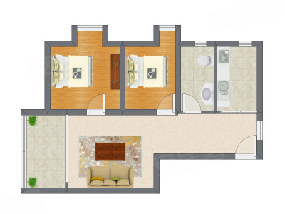 2室1厅 78.75平米