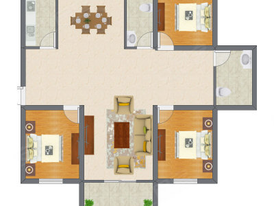 3室2厅 89.90平米