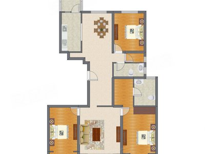 3室2厅 109.00平米