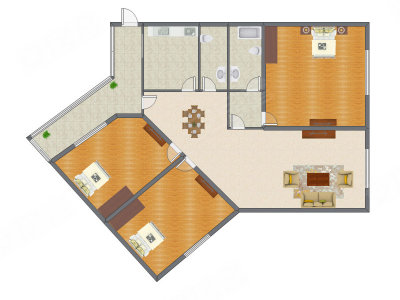 3室1厅 184.80平米户型图