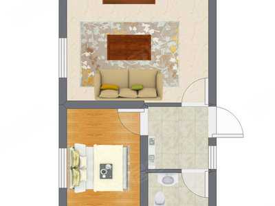 1室1厅 26.21平米户型图