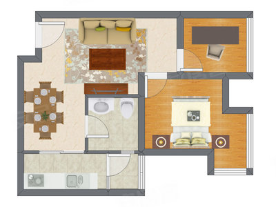 2室2厅 57.65平米户型图