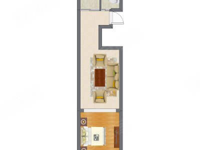1室1厅 32.32平米户型图