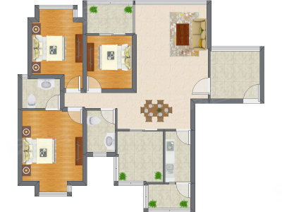 3室2厅 115.24平米