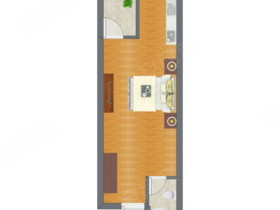 1室1厅 25.35平米户型图