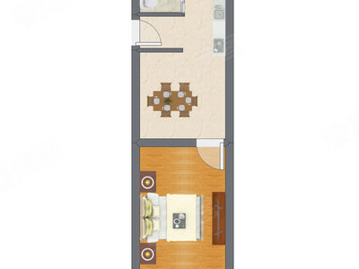 1室1厅 36.18平米户型图