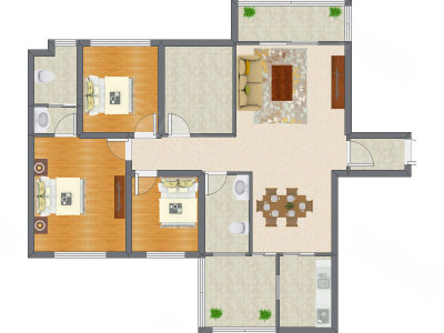 3室2厅 98.71平米