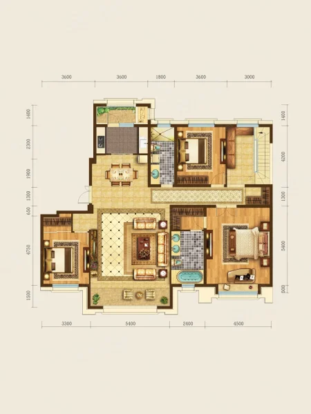 180平米6室户型图图片