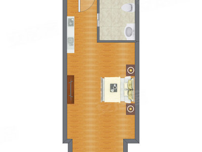 1室0厅 46.64平米户型图