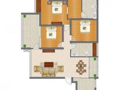 3室2厅 111.13平米