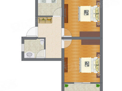 2室1厅 40.44平米