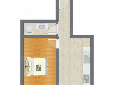 1室0厅 40.33平米户型图