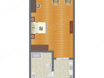 1室0厅 52.14平米户型图