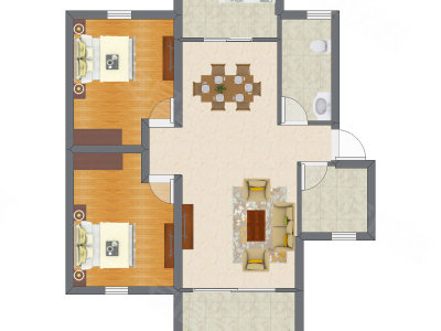2室2厅 68.20平米