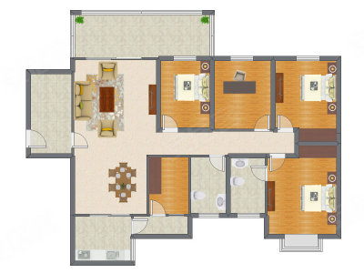 4室2厅 180.00平米户型图