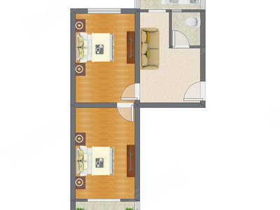 2室1厅 54.83平米