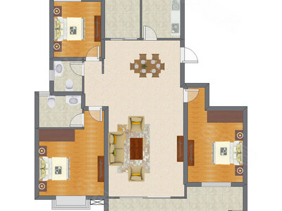 3室2厅 159.61平米