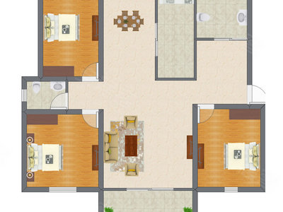 3室1厅 98.52平米