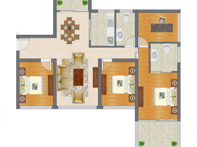 4室2厅 86.89平米