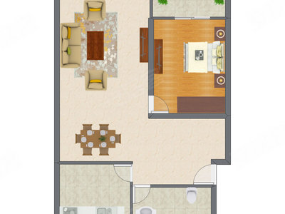 1室1厅 72.24平米户型图