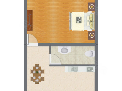 1室1厅 29.61平米户型图