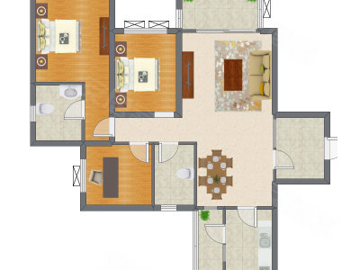 3室2厅 96.40平米