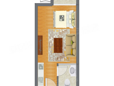 1室1厅 32.15平米户型图