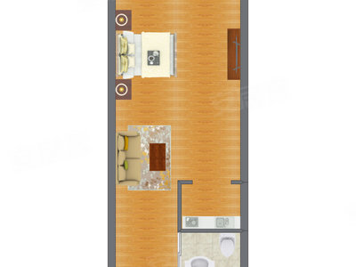 1室1厅 50.00平米户型图