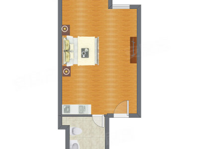 1室1厅 53.80平米户型图
