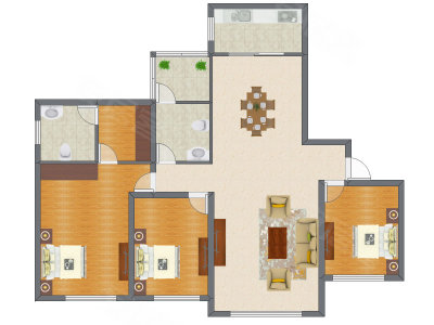 3室2厅 119.52平米户型图
