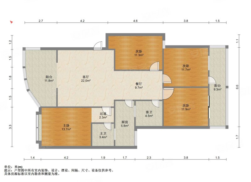 青春园4室2厅2卫165㎡南北54万