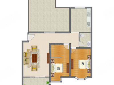 2室1厅 113.85平米户型图