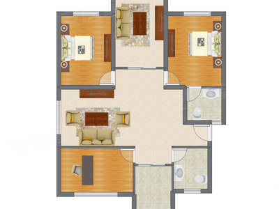 3室2厅 89.54平米户型图