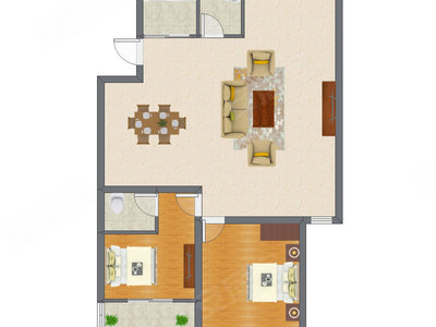 2室2厅 87.70平米户型图