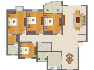 4室2厅 186.50平米