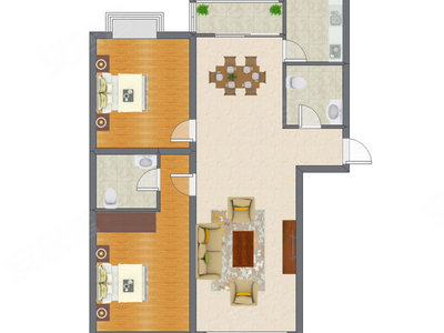 2室2厅 122.00平米户型图