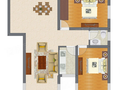 2室2厅 75.00平米户型图