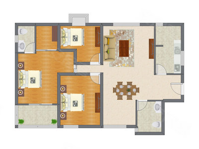 3室2厅 148.16平米户型图