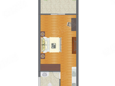1室0厅 40.96平米户型图