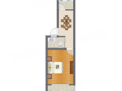 1室1厅 42.26平米户型图