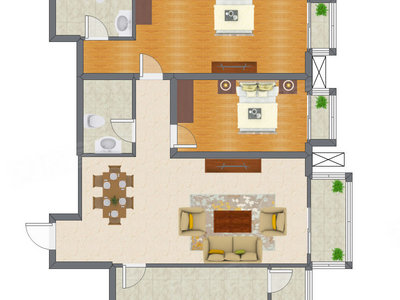 2室2厅 92.75平米
