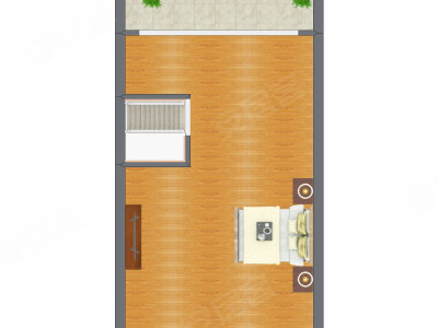 1室2厅 56.42平米户型图