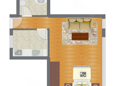 1室0厅 53.31平米户型图