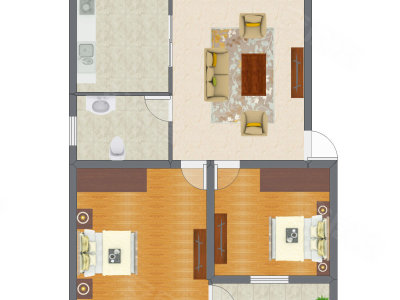 2室1厅 70.57平米户型图