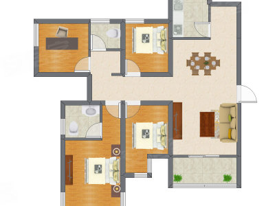 4室2厅 92.00平米户型图