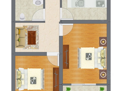 2室1厅 57.98平米
