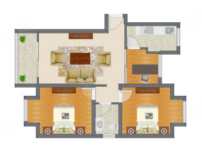 3室1厅 90.65平米
